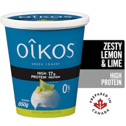 Greek Yogurt, Zesty Lemon & Lime, High Protein, Blended, 0% M.F.