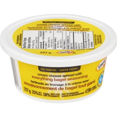 Sans Nom Tartinade au fromage à la crème avec assaisonnement de bagel tout garni 227 g, 1,32 $/100g