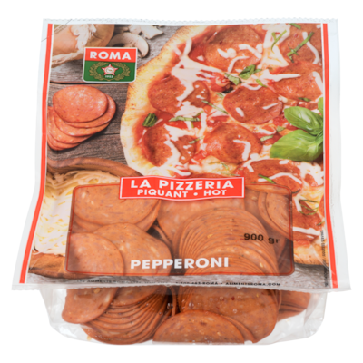 Roma Pepperoni piquant tranché 900 g, 1,56 $/100g