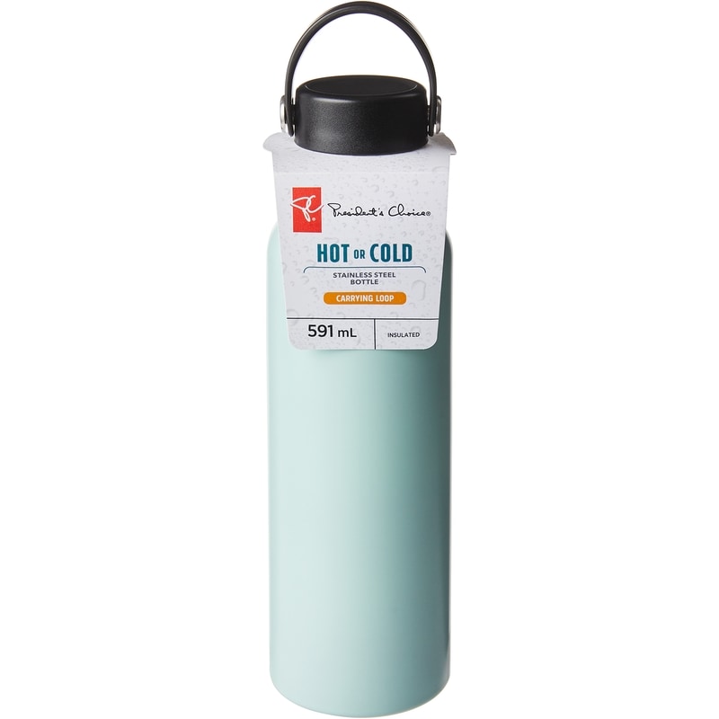 President's Choice Loop Lid Stainless Steel Water Bottle, 591 Ml - Mint