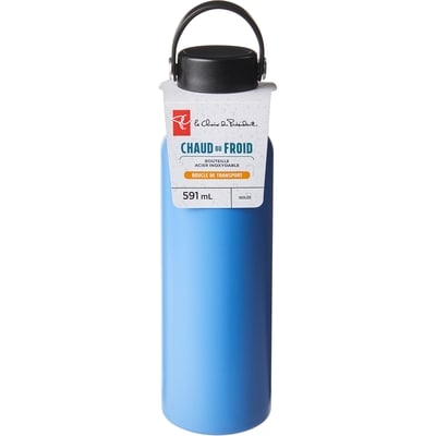 le Choix du Président President's Choice Bouteille d’eau en acier inoxydable avec couvercle et boucle de transport, 591 ml – bleu 1 ea, 20,00 $/1ch