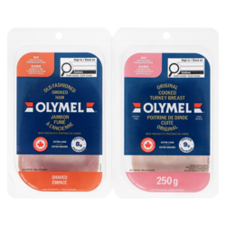 Olymel Smoked Ham & Cooked Turkey 250 g, $3.40/100g