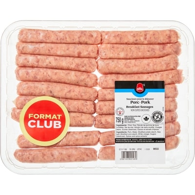 Royal Saucisses de porc pour le déjeuner, format club 750 g, 1,33 $/100g