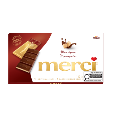 merci Chocolate bar, Marzipan 112 g, $4.46/100g