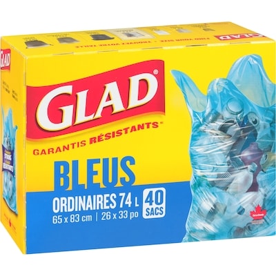 Sacs bleus ordinaires pour la récupération, sacs à ordures de 74 L