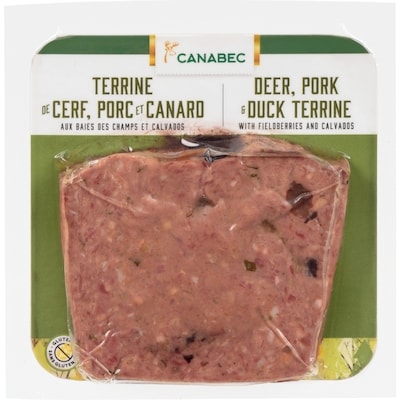 Gibiers Canabec Aux Baies Des Champs Et Calvados Terrine De Cerf, Porc Et Canard 90 g, 6,66 $/100g