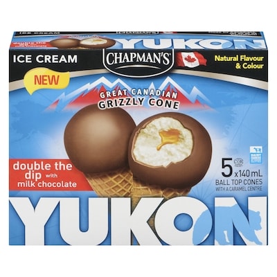 Chapmans Yukon Grizzly Ice Cream Cone Double the Dip with Milk Chocolate 5x140.0 ml, $0.79/100ml