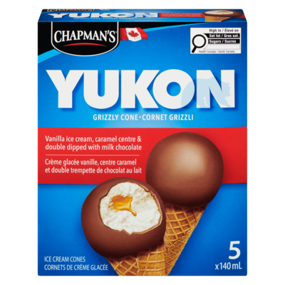 Chapmans Yukon Grizzly Ice Cream Cone Double the Dip with Milk Chocolate 5x140.0 ml, $0.86/100ml