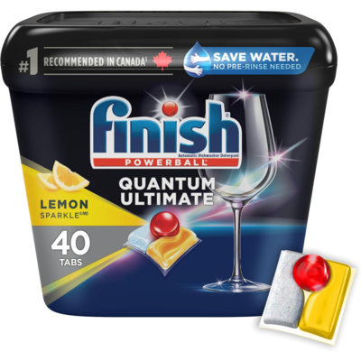 Finish Power Ball Quantum Ultimate Dishwasher Detergent Tabs, Scrubs, Degreases, Shines, Ultimate Clean & Shine 1st time everytime, Lemon Sparkle 40 ea, $0.47/1ea