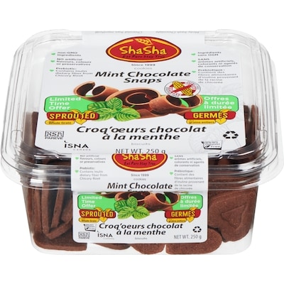 Sha Sha Mint Chocolate Snaps 250 g, $2.00/100g