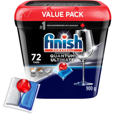 Finish Power Ball Quantum Ultimate Dishwasher Detergent Tabs, Scrubs, Degreases, Shines, Ultimate Clean & Shine 1st time everytime, 72 ea, $0.39/1ea