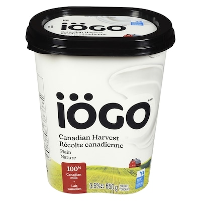 IOGO Yogurt, 3.8% Canadian Harvest Plain 650 g, $0.74/100g