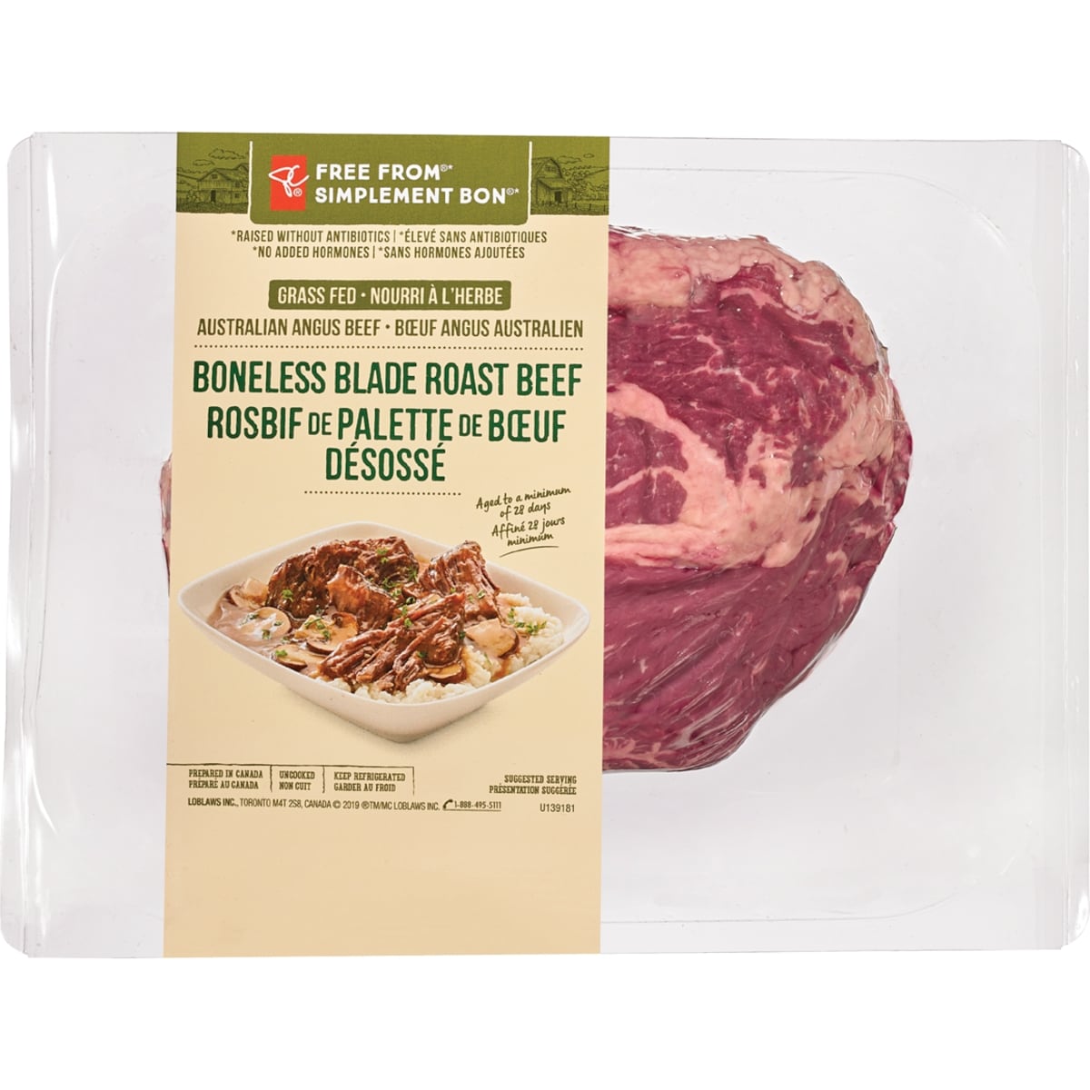 President's Choice Free From Boneless Blade Roast Beef $30.84/1kg $13.99/1lb