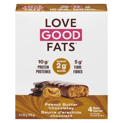 LoveGoodFats Barre beurre d’arachide chocolaté 156 g, 8,65 $/100g