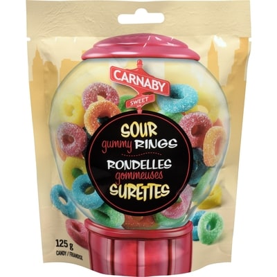 Carnaby Sweet Sour Gummy Rings 125 g, $1.59/100g