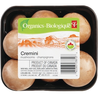 PC Organics Whole Cremini Mushrooms 454 g, $1.32/100g