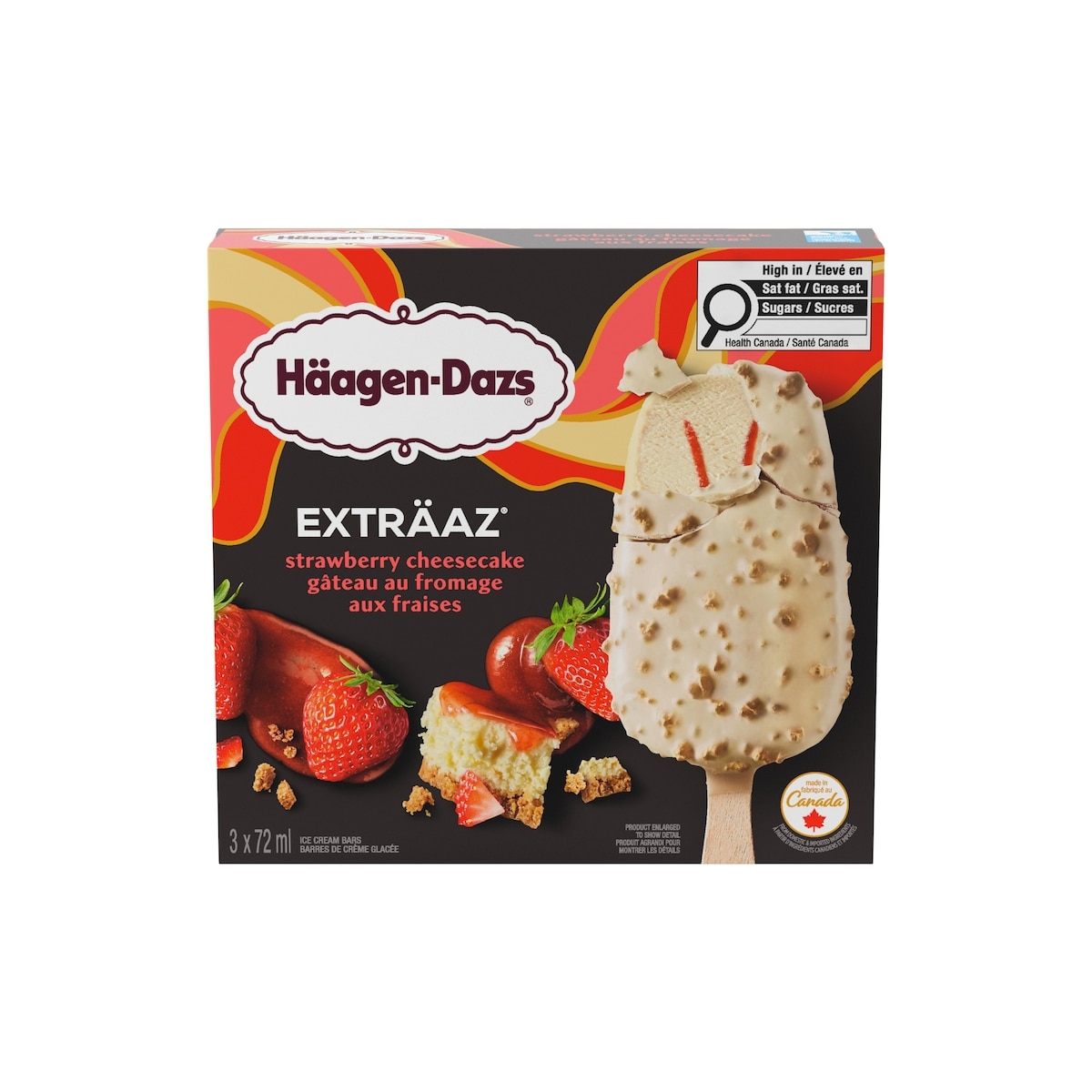 Häagen-Dazs Exträaz gâteau au fromage aux fraises barres de crème glacée 3x72.0 ml, 3,24 $/100ml