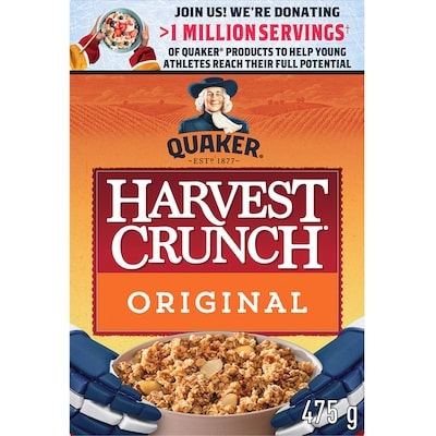 Quaker Harvest Crunch Original Granola Cereal 475 g, $1.26/100g