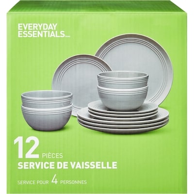 Everyday Essentials Service de vaisselle 12 pièces – gris 1 ea, 30,00 $/1ch