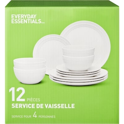 Everyday Essentials Service de vaisselle 12 pièces – blanc 1 ea, 30,00 $/1ch