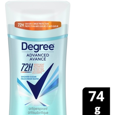 Degree Advanced Antiperspirant Deodorant Stick for 72H Sweat & Odour Protection, Shower Clean, with MotionSense® Technology 74 g, $10.80/100g