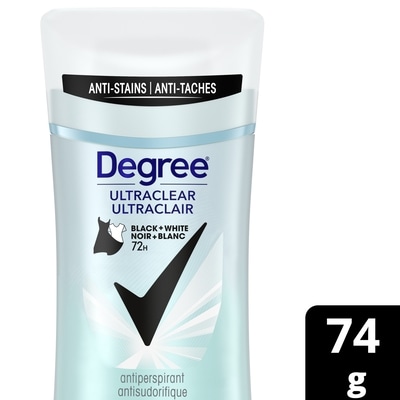 Degree Ultraclear Black + White Antiperspirant 74 g, $10.80/100g