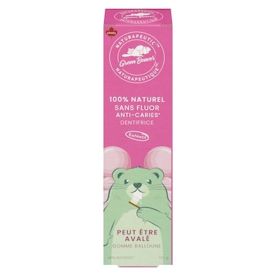 Green Beaver Jr Dentifrice pour enfants, gomme balloune 100 g, 9,99 $/100g