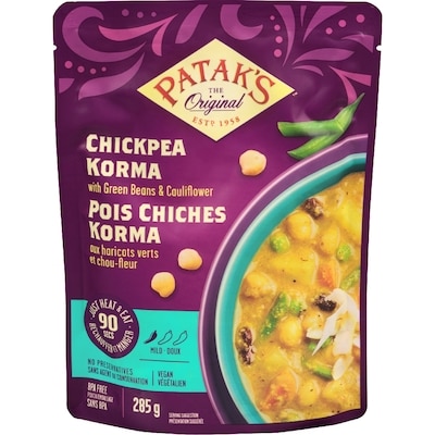 Pataks Korma Chickpea Ready to Eat 285 ml, $1.40/100ml