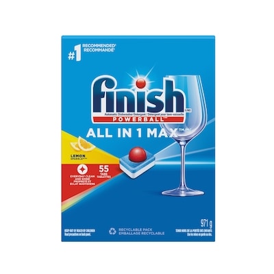 Finish Dishwasher Detergent, All In 1 Max, Lemon 55 ea, $0.36/1ea
