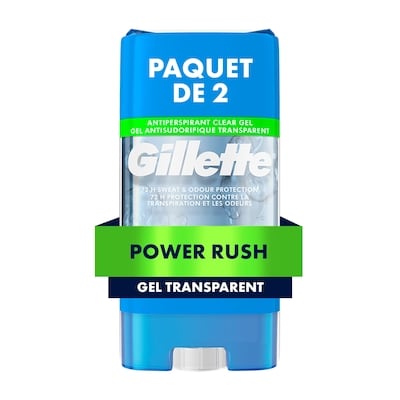Gillette Antisudorifique gel transparent Extrême énergie protection 72h, paquet jumelé,  chacun 216 g, 5,55 $/100g
