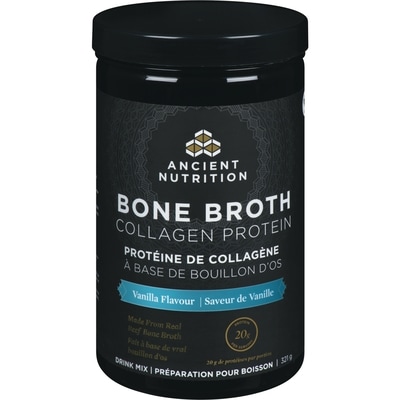 Ancient Nutrition Mélange à boisson protéinée avec collagène de bouillon d’os, saveur de vanille 321 g, 16,51 $/100g