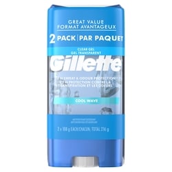Gillette Antisudorifique et désodorisant en gel transparent pour hommes, parfum Vague fraîche, paquet de 2 216 g, 5,09 $/100g