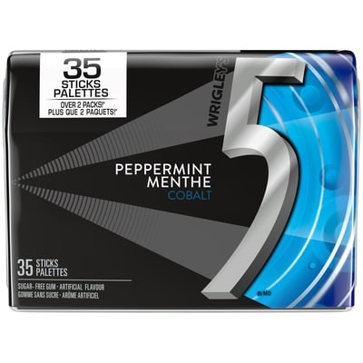 Wrigley's 5 Peppermint-Cobalt Flavoured Sugar Free Chewing Gum, 35 Sticks, 1 Pack 94.49 g