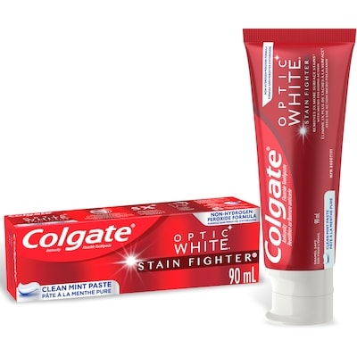 Colgate Optic White Stain Fighter Stain Removal Toothpaste, Clean Mint Paste 90 ml, $3.33/100ml
