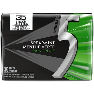 Mars 5 Rain saveur menthe verte, gomme sans sucre (caisse) 6x94.49 g, 3,79 $/100g