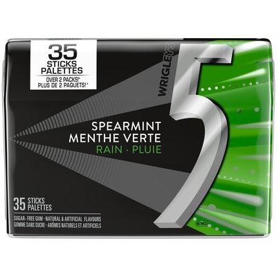 Wrigley's 5 Spearmint-Rain Flavoured Sugar Free Chewing Gum, 35 Sticks, 1 Pack 94.49 g