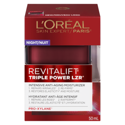 L’Oréal Crème de nuit anti-âge, Pro-Rétinol, Vitamine C, Acide Hyaluronic 50 ml, 85,98 $/100ml