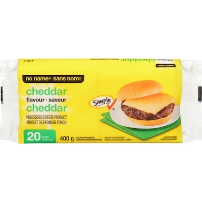 No Name Cheddar Flavour Processed Cheese Product Slices 400 g, $1.37/100g