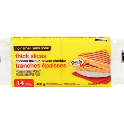 No Name Cheddar Flavour Processed Cheese Product Thick Slices 400 g, $1.37/100g