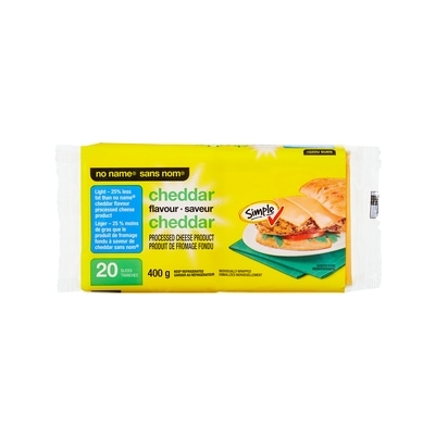 No Name Light Cheddar Flavour Processed Cheese Slices 400 g, $1.12/100g