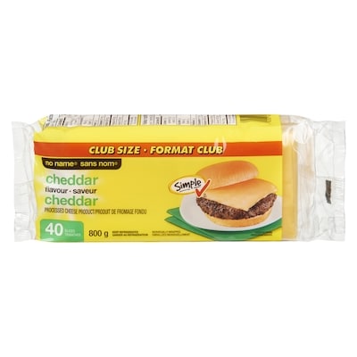 No Name Cheddar Flavour Processed Cheese Product Slices 800 g, $1.25/100g