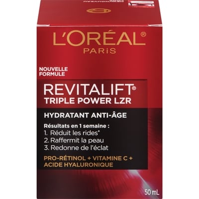 L’Oréal Crèmes hydratantes de jour et de nuit Revitalift Triple Power LZR 50 ml, 88,98 $/100ml