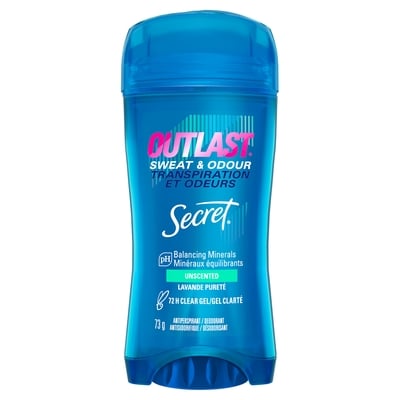 Secret Outlast Sweat & OdorClear Gel Women's Antiperspirant Deodorant, Unscented 73 g, $13.00/100g