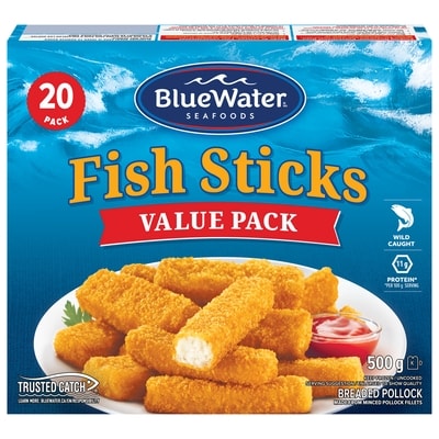 BlueWater Seafoods Value Pack Fish Sticks 500 g, $2.00/100g