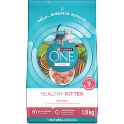 Purina ONE +Plus Healthy Kitten Chicken, Dry Kitten Food 1.8 kg, $0.83/100g