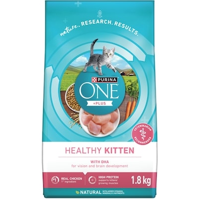 Purina ONE +Plus Healthy Kitten Chicken, Dry Kitten Food 1.8 kg, $0.78/100g