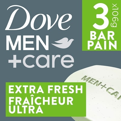 Dove Pain Nettoyant Mains, Corps, Visage et Rasage Men+Care Extra Fresh 318 g, 2,20 $/100g