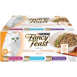 Purina Fancy Feast Assortiment Délices au Cheddar Grillé, Nourriture Humide pour Chats 12 x 85 g 1.02 kg, 1,37 $/100g