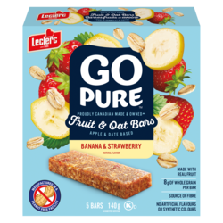Leclerc Go Pure Fruit and Oat Bars, Banana and Strawberry 140 g, $3.42/100g