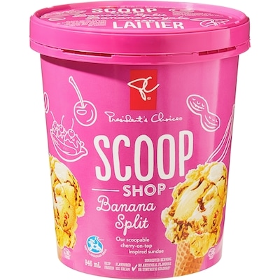 President's Choice Scoop Shop Banana Split Flavoured Ice Cream 946 ml, $0.63/100ml